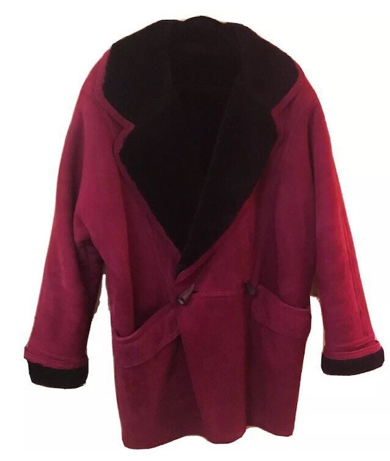Vintage Raspberry Shearling Winter Coat S/XS