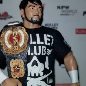 Custom IWGP NEVER Openweight Championship belt for wrestling figures, version 2