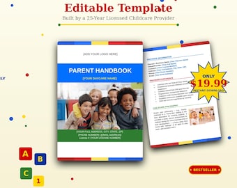 Plantilla editable para manual de padres de guardería / Políticas y procedimientos de cuidado infantil (Documento de Word)