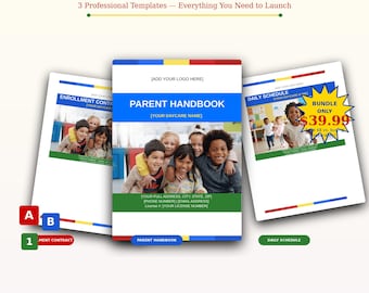 Paquete de documentación para guarderías / Manual para padres, contrato, horario (plantillas editables)