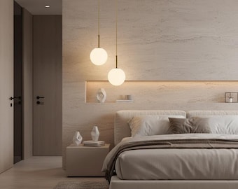 Modern Glass Globe Pendant Light for Bedroom and Living Room