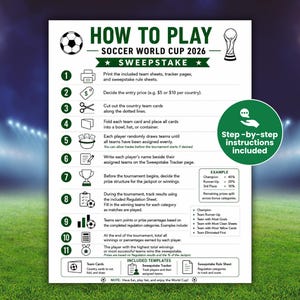 World Cup 2026 Sweepstake Kit, Soccer Sweepstakes, Football Office Pool Game, Fun Soccer World Cup Party Game, Soccer PDF, Instant Download