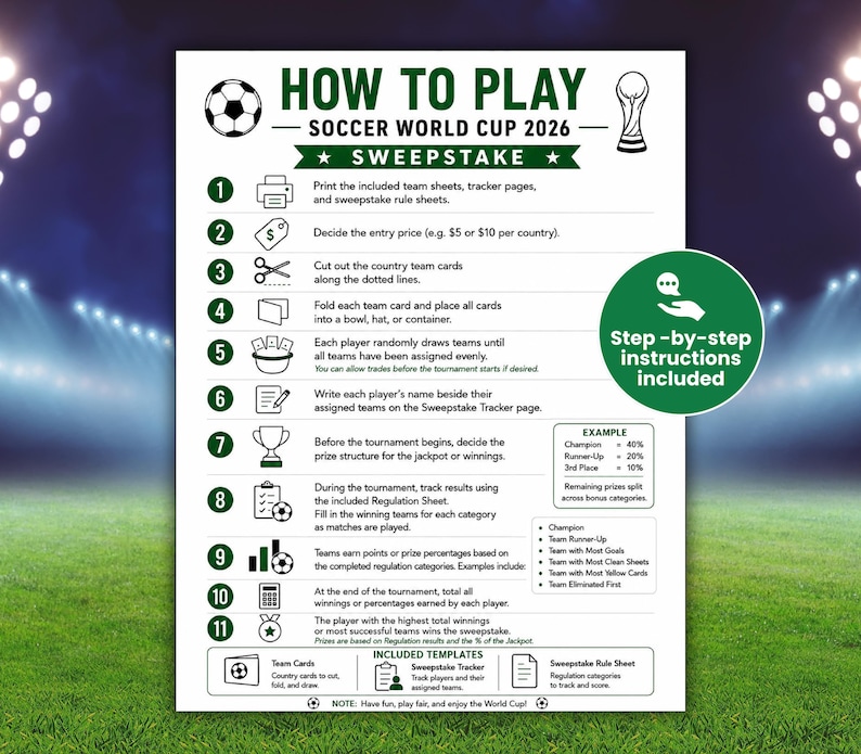 World Cup 2026 Sweepstake Kit, Soccer Sweepstakes, Football Office Pool Game, Fun Soccer World Cup Party Game, Soccer PDF, Instant Download