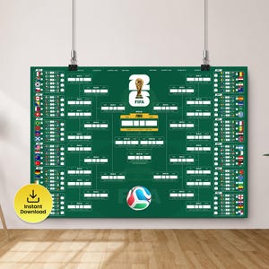 2026 World Fussball Tournament Extra Large Spielplan Poster A0, Fussball Halterung Wandkarte für Sport Fans Party Dekorationen, PDF Download
