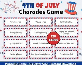 Scharade des 4. Juli, Partyspiele am 4. Juli, Aktivitäten für Kinder am 4. Juli, Pictionary am 4. Juli, Spiel zum Unabhängigkeitstag der USA