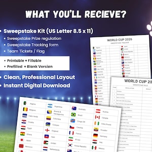 World Cup 2026 Sweepstake Kit, Soccer Sweepstakes, Football Office Pool Game, Fun Soccer World Cup Party Game, Soccer PDF, Instant Download