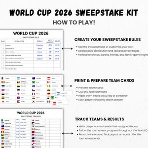 World Cup 2026 Sweepstake Kit, Soccer Sweepstakes, Football Office Pool Game, Fun Soccer World Cup Party Game, Soccer PDF, Instant Download