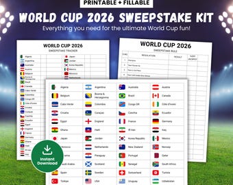 World Cup 2026 Sweepstake Kit, Soccer Sweepstakes, Football Office Pool Game, Fun Soccer World Cup Party Game, Soccer PDF, Instant Download