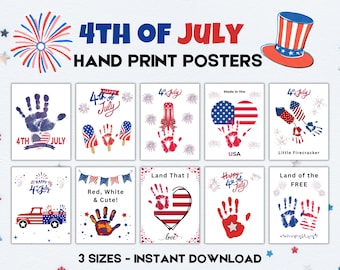 4. Juli Handabdruck Handwerk Bündel, Fourth of Jully Craft Kids, Vaterländische Kinder Aktivität, Unabhängigkeitstag, Baby-Andenken, Handabdruck Kunst