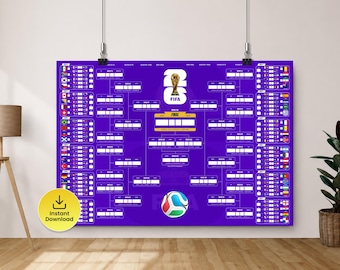 2026 World Soccer Tournament Extra Large Schedule Poster A0, Soccer Bracket Wall Chart for Sports Fans Party Decorations, PDF Download