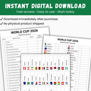 World Cup 2026 Sweepstake Kit, Soccer Sweepstakes, Football Office Pool Game, Fun Soccer World Cup Party Game, Soccer PDF, Instant Download