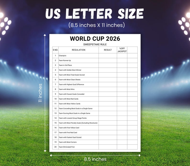 World Cup 2026 Sweepstake Kit, Soccer Sweepstakes, Football Office Pool Game, Fun Soccer World Cup Party Game, Soccer PDF, Instant Download