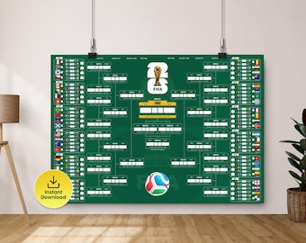 World Cup 2026 Schedule, Printable Wall Chart, Soccer Bracket, Soccer World Cup Poster, Football Match Schedule, Soccer Fixtures Chart
