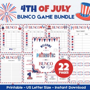 4th of July Bunco, Patriotic Bunco Score Sheet, Bunco Party Game, Patriotic Bunco, Memorial Day Bunco, Bunco Scorecards, Bunco Table Numbers