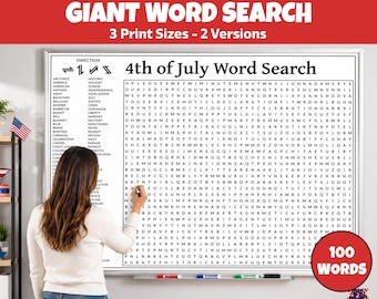 4. Juli Riesenwortsuche, druckbares Vaterländisches Gesellschaftsspiel, Wort zum Unabhängigkeitstag, Wortsuche zum 250-jährigen Jubiläum der USA