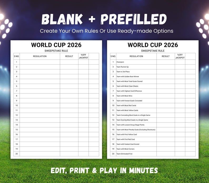 World Cup 2026 Sweepstake Kit, Soccer Sweepstakes, Football Office Pool Game, Fun Soccer World Cup Party Game, Soccer PDF, Instant Download