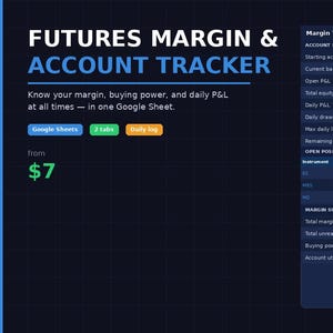 Rastreador de margen y cuenta de futuros / Hojas de cálculo de Google / Registro diario de pérdidas y ganancias / Poder adquisitivo / Operaciones intradía