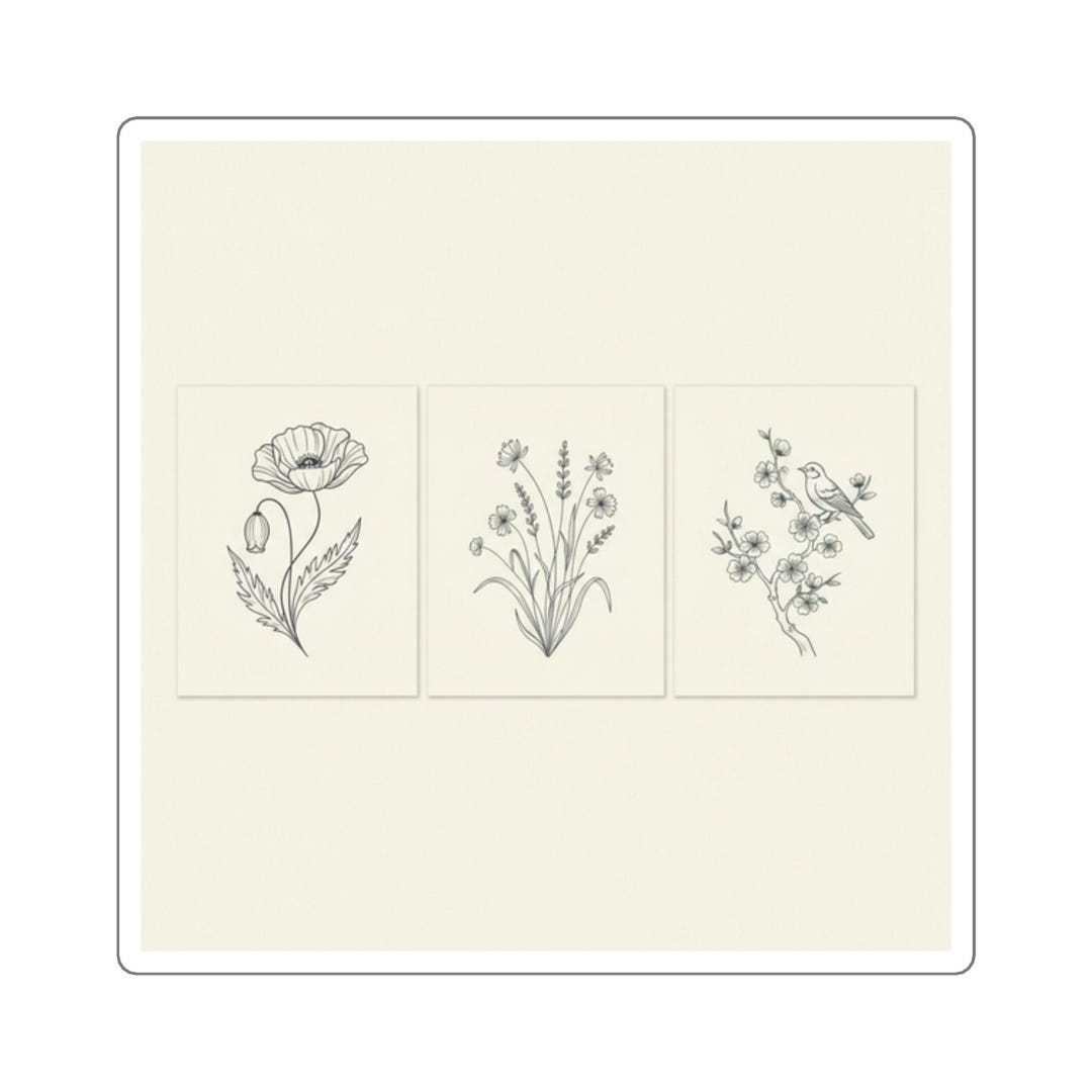 Botanical Floral Line Art Set — Botanical Prints Wall Art Print - Etsy