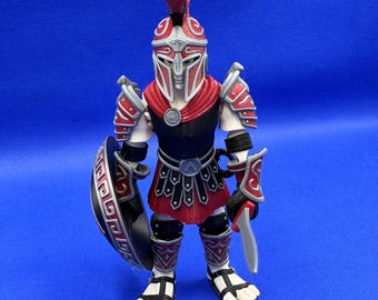 Articulated 3D Printed, 4 Color, Spartan Warrior Figure with Shield and Sword