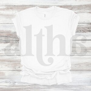 Bella Canvas 3001C Unisex Adult T-Shirt Mockup, White Bella Canvas Tee, Flat Lay, Wood Background, BC 3001 C, High Resolution, Tee Mockup