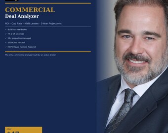 Commercieel vastgoedanalyzer | NOI-limiettarief NNN Lease | Calculator vastgoedbeleggingen | Tool voor dealanalyse | Door makelaar gebouwd