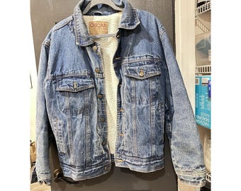 Oscar Jeans Sherpa Lined Denim Jacket Small Blue Trucker Coat