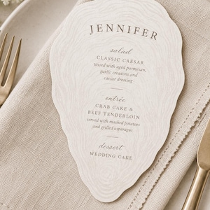 Personalized Oyster Shell Wedding Menu Place Cards, Custom Guest Name Menus