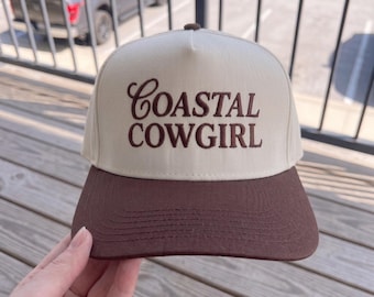Coastal Cowgirl Two Tone Baseball Cap: Embroidered Beach Vacation Gift