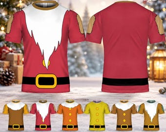 Camiseta de cosplay de los Siete Enanitos, camiseta de disfraz de enano de Blancanieves, camiseta grupal de Halloween y Navidad, divertida camiseta familiar a juego para fiestas de cumpleaños