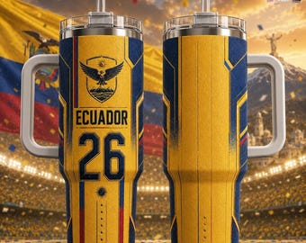 Personalisierter Fußball 2026 Ecuador 40 Unze Becher, WC Custom Becher, Fußball-Weltturnier 2026, Internationaler Spieltag, Sportliebhaber Becher