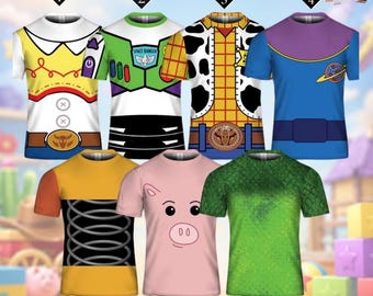 Camiseta de cosplay de Toy Story, Woody, Buzz Lightyear, Jessie, Rex y Bo Peep, camisetas a juego para la familia Toy Story, camisetas grupales de Pixar