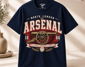 Arsenal Premier League Champions 2026 T-Shirt Gifts For Fans, Classic Arsenal Cannon Graphic Tee, Navy Gunners Shirt 09