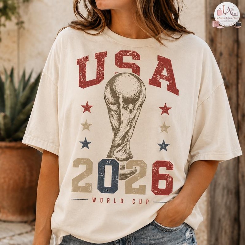 USA Soccer Retro Shirt, USA Soccer World Vintage Comfort Colors Shirt, United States Football Tee, Soccer Fan Gift, US Soccer Gift image 1