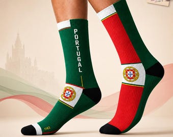Personalized Soccer Cup 2026 Crew Socks, Custom Portugal Football Team Sock, World Tour Game Day Fan Gift, Lisboa Country Sports Socks