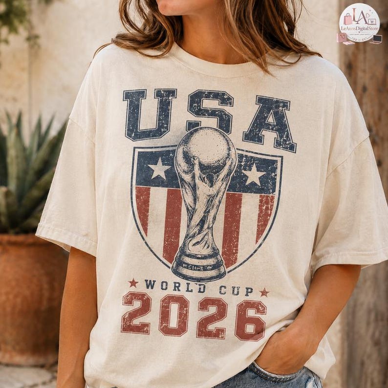 USA World Soccer 2026 Shirt, USA Soccer World Vintage Comfort Colors Shirt, United States Football Tee, Soccer Fan Gift, US Soccer Gift image 1