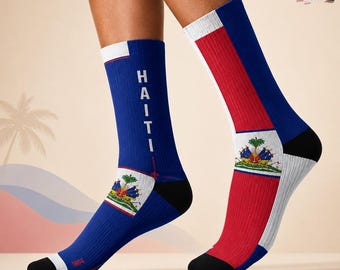 Personalized Soccer Cup 2026 Crew Socks, Custom Haiti Football Team Sock, International Game Day Fan Gift, Ayiti Country Sports Socks