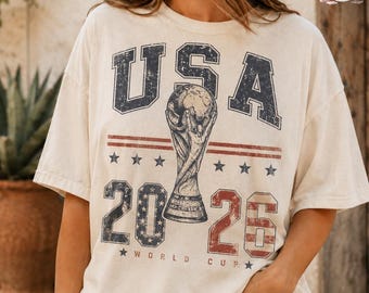 Comfort Colors World Soccer USA 2026 Shirt, Vintage Soccer Graphic Tee, USA Soccer T-Shirt, Retro Football Sweatshirt, US Soccer Gift