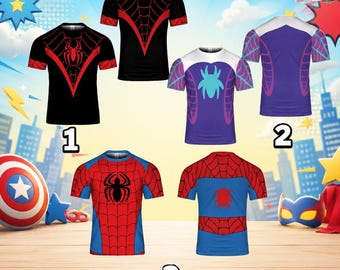 Camiseta de cosplay de Spider-Man, disfraz de Halloween de Spider-Man, Miles Morales Venom Spider-Verse, camisetas a juego para la familia Spider-Man