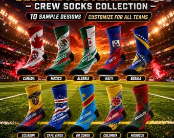 Personalized Soccer 2026 Crew Socks, WC Custom Socks, Global Football Collection Socks, International Fan Gift