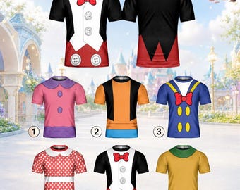 Camiseta de cosplay de Mickey y sus amigos, disfraz de Halloween de Mickey, Minnie, Donald, Goofy y Pluto, camisetas a juego para la familia de Disneyland.