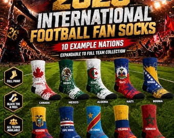 Personalized Soccer 2026 Crew Socks, WC Custom Socks, 2026 International Football Fan Socks, National Team Game Day Gift