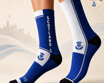 Personalisierte Fussball Cup 2026 Crew-Socken, kundenspezifische Schottland-Fußball-Team-Socke, Internationaler Spieltag Fangeschenk, schottische Landsportsocken