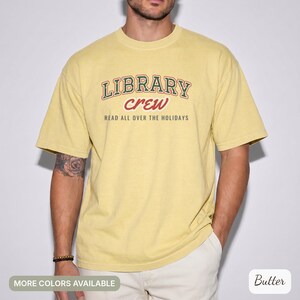 Librarian Christmas Shirt, Library Crew Tee, School Librarian Holiday Tee, Book Lover Christmas Gift, Read All Over, Comfort Colors