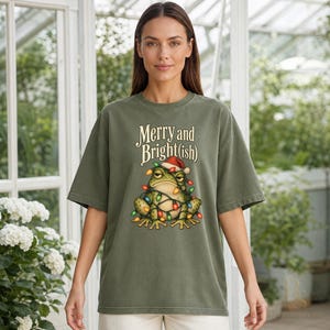 Funny Frog Christmas Shirt, Merry and Brightish Comfort Colors Tee, Grumpy Toad Christmas Lights Shirt, Sarcastic Holiday Frog Lover Gift