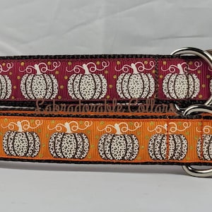 Pumpkin Dog Collar Cheetah Pumpkin Dog Collar Halloween Dog Collar Thanksgiving Dog Collar Pumpkin dog collar