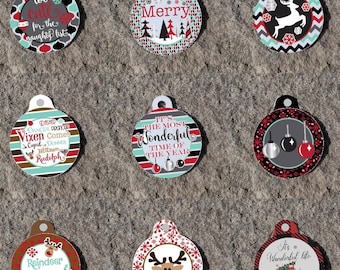 Etiquetas de identificación navideñas para mascotas Etiqueta de identificación para perros Etiqueta para perros Etiqueta con nombre para mascotas personalizada