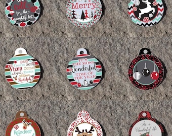 Christmas Pet ID Tags Dog ID Tag Dog Tag Personalized Pet Name Tag