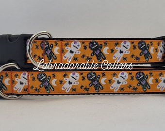 Collar de perro vudú, collar de perro esqueleto, collar de perro con calaveras, collar de perro del Día de los Muertos, collar de perro con calaveras