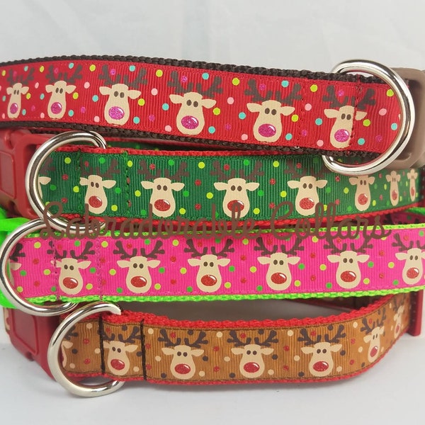 Christmas Dog Collar Reindeer Dog Collar Rudolph Dog Collar