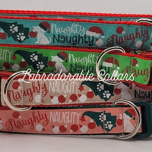Naughty Dog Collar Santa Paws Dog Collar Christmas Dog Collar Christmas Grinch dog collar